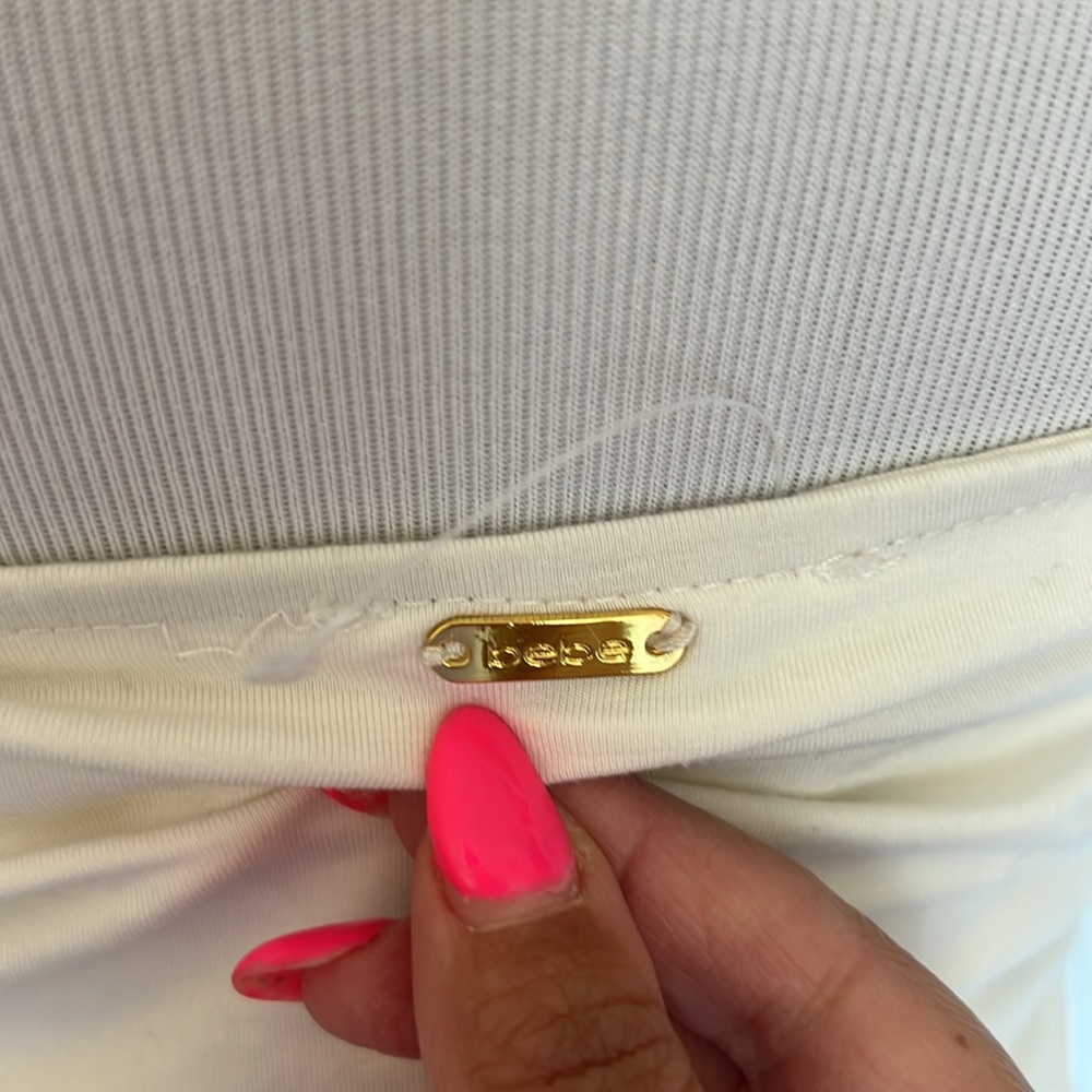 Bebe White Strapless Top with Gold Detail - Picture 8 of 9